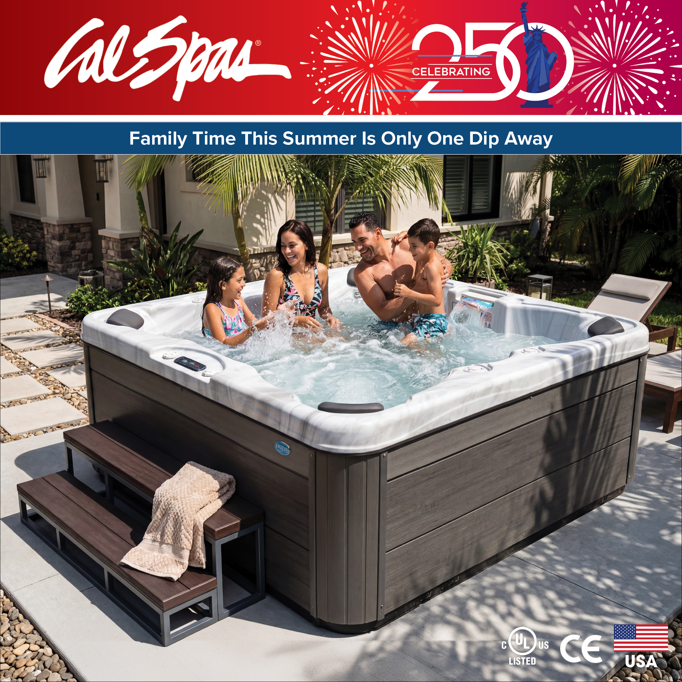 Calspas hot tub being used in a family setting - Canton